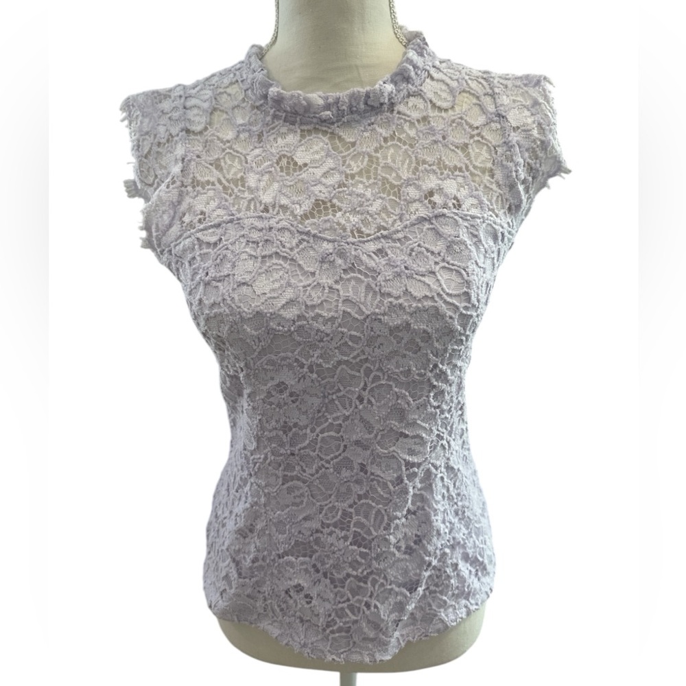 White House Black Market Lavender Lace High Neck Shell. Size 2 ...